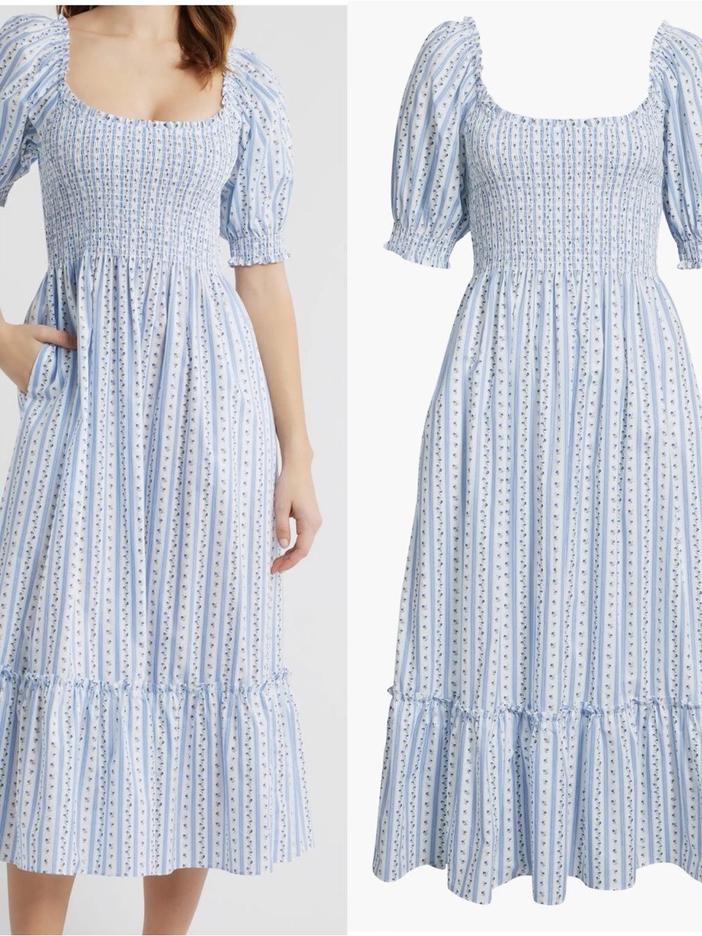 NWT Hill House Louisa Nap Dress Petal Stripe Blue Size XS